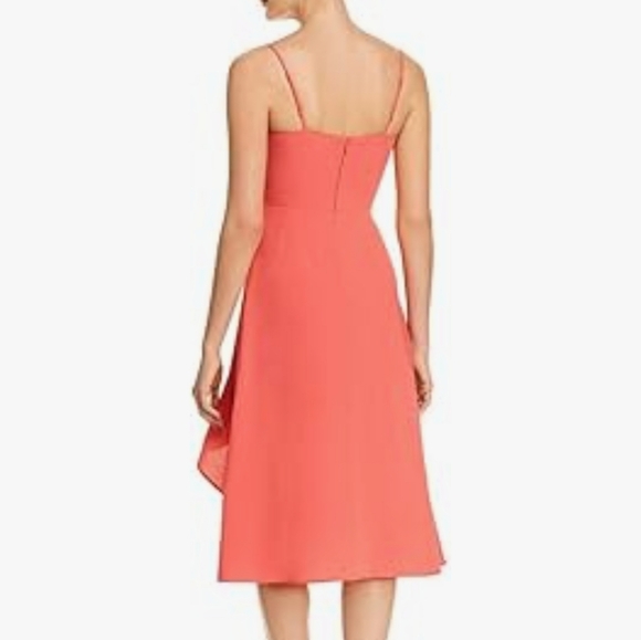 Sleeveless Ruffle High-Low Mini Dress, Long Flowy Back, Fitted Bodice Papaya M - Picture 2 of 10